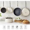 imageMartha Stewart Lockton Premium Nonstick 10 Piece Enamel Heavy Gauge Aluminum Pots and Pans Cookware Set  Linen WhiteLinen