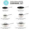 imageMartha Stewart Lockton Premium Nonstick 10 Piece Enamel Heavy Gauge Aluminum Pots and Pans Cookware Set  Linen WhiteLinen