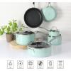 imageMartha Stewart Lockton Premium Nonstick 10 Piece Enamel Heavy Gauge Aluminum Pots and Pans Cookware Set  Linen WhiteMartha Blue
