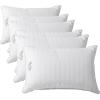 imageMartha Stewart Medium Soft Feather Down 100 Cotton 500 Thread Count Damask Stripe Embroidered Queen Size Set of 2White