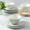imageMartha Stewart Peony 12 Piece Porcelain Floral Chip and Scratch Resistant Dinnerware SetSage Green