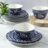 imageMartha Stewart Peony 12 Piece Porcelain Floral Chip and Scratch Resistant Dinnerware SetSky Blue