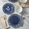 imageMartha Stewart Peony 12 Piece Porcelain Floral Chip and Scratch Resistant Dinnerware SetSky Blue