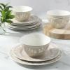imageMartha Stewart Peony 12 Piece Porcelain Floral Chip and Scratch Resistant Dinnerware SetTaupe