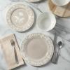 imageMartha Stewart Peony 12 Piece Porcelain Floral Chip and Scratch Resistant Dinnerware SetTaupe