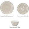 imageMartha Stewart Peony 12 Piece Porcelain Floral Chip and Scratch Resistant Dinnerware SetTaupe