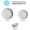 imageMartha Stewart Perry Street 12pc Stoneware Reactive Dinnerware Set  White wBlue Rim