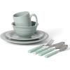 imageMartha Stewart Reedley 32 Piece Stoneware Dinnerware and Flatware Combo Set  BlueBlue