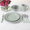 imageMartha Stewart Reedley 32 Piece Stoneware Dinnerware and Flatware Combo Set  BlueBlue