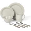 imageMartha Stewart Reedley 32 Piece Stoneware Dinnerware and Flatware Combo Set  BlueGray