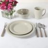 imageMartha Stewart Reedley 32 Piece Stoneware Dinnerware and Flatware Combo Set  BlueGray