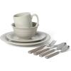 imageMartha Stewart Reedley 32 Piece Stoneware Dinnerware and Flatware Combo Set  BlueGray
