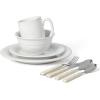 imageMartha Stewart Reedley 32 Piece Stoneware Dinnerware and Flatware Combo Set  BlueLinen White