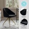 imageMartha Stewart Sora Stationary Swivel Task Chair with Sloped Arms for Home Office in White Boucle with Oil Rubbed Bronze FrameBlack VelvetPolished Nickel