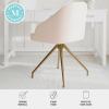 imageMartha Stewart Sora Stationary Swivel Task Chair with Sloped Arms for Home Office in White Boucle with Oil Rubbed Bronze FrameConch Shell FabricPolished Brass Frame