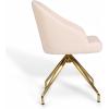 imageMartha Stewart Sora Stationary Swivel Task Chair with Sloped Arms for Home Office in White Boucle with Oil Rubbed Bronze FrameConch Shell FabricPolished Brass Frame
