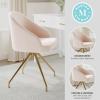 imageMartha Stewart Sora Stationary Swivel Task Chair with Sloped Arms for Home Office in White Boucle with Oil Rubbed Bronze FrameConch Shell FabricPolished Brass Frame