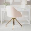 imageMartha Stewart Sora Stationary Swivel Task Chair with Sloped Arms for Home Office in White Boucle with Oil Rubbed Bronze FrameConch Shell FabricPolished Brass Frame