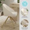 imageMartha Stewart Sora Stationary Swivel Task Chair with Sloped Arms for Home Office in White Boucle with Oil Rubbed Bronze FrameOff White BouclePolished Brass Frame
