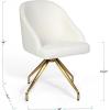 imageMartha Stewart Sora Stationary Swivel Task Chair with Sloped Arms for Home Office in White Boucle with Oil Rubbed Bronze FrameOff White BouclePolished Brass Frame