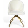 imageMartha Stewart Sora Stationary Swivel Task Chair with Sloped Arms for Home Office in White Boucle with Oil Rubbed Bronze FrameOff White BouclePolished Brass Frame
