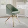 imageMartha Stewart Sora Stationary Swivel Task Chair with Sloped Arms for Home Office in White Boucle with Oil Rubbed Bronze FrameSage Faux LeatherPolished Brass Frame