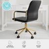 imageMartha Stewart Taytum Swivel Task Chair with Armrests for Home Office in White Faux Leather with Polished Brass FrameBlack Faux LeatherPolished Brass Frame