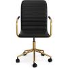 imageMartha Stewart Taytum Swivel Task Chair with Armrests for Home Office in White Faux Leather with Polished Brass FrameBlack Faux LeatherPolished Brass Frame