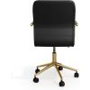 imageMartha Stewart Taytum Swivel Task Chair with Armrests for Home Office in White Faux Leather with Polished Brass FrameBlack Faux LeatherPolished Brass Frame