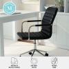 imageMartha Stewart Taytum Swivel Task Chair with Armrests for Home Office in White Faux Leather with Polished Brass FrameBlack Faux LeatherPolished Nickel