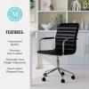 imageMartha Stewart Taytum Swivel Task Chair with Armrests for Home Office in White Faux Leather with Polished Brass FrameBlack Faux LeatherPolished Nickel