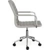 imageMartha Stewart Taytum Swivel Task Chair with Armrests for Home Office in White Faux Leather with Polished Brass FrameGray Faux LeatherPolished Nickel Frame