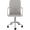 imageMartha Stewart Taytum Swivel Task Chair with Armrests for Home Office in White Faux Leather with Polished Brass FrameGray Faux LeatherPolished Nickel Frame
