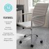 imageMartha Stewart Taytum Swivel Task Chair with Armrests for Home Office in White Faux Leather with Polished Brass FrameGray Faux LeatherPolished Nickel Frame