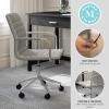 imageMartha Stewart Taytum Swivel Task Chair with Armrests for Home Office in White Faux Leather with Polished Brass FrameGray Faux LeatherPolished Nickel Frame
