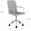 imageMartha Stewart Taytum Swivel Task Chair with Armrests for Home Office in White Faux Leather with Polished Brass FrameGray Faux LeatherPolished Nickel Frame