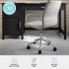 imageMartha Stewart Taytum Swivel Task Chair with Armrests for Home Office in White Faux Leather with Polished Brass FrameGray Faux LeatherPolished Nickel Frame