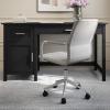 imageMartha Stewart Taytum Swivel Task Chair with Armrests for Home Office in White Faux Leather with Polished Brass FrameGray Faux LeatherPolished Nickel Frame