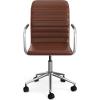 imageMartha Stewart Taytum Swivel Task Chair with Armrests for Home Office in White Faux Leather with Polished Brass FrameSaddle Brown Faux LeatherPolished Nickel Frame