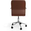 imageMartha Stewart Taytum Swivel Task Chair with Armrests for Home Office in White Faux Leather with Polished Brass FrameSaddle Brown Faux LeatherPolished Nickel Frame
