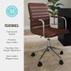 imageMartha Stewart Taytum Swivel Task Chair with Armrests for Home Office in White Faux Leather with Polished Brass FrameSaddle Brown Faux LeatherPolished Nickel Frame