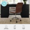 imageMartha Stewart Taytum Swivel Task Chair with Armrests for Home Office in White Faux Leather with Polished Brass FrameSaddle Brown Faux LeatherPolished Nickel Frame