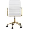 imageMartha Stewart Taytum Swivel Task Chair with Armrests for Home Office in White Faux Leather with Polished Brass FrameWhite Faux LeatherPolished Brass