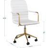 imageMartha Stewart Taytum Swivel Task Chair with Armrests for Home Office in White Faux Leather with Polished Brass FrameWhite Faux LeatherPolished Brass
