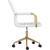 imageMartha Stewart Taytum Swivel Task Chair with Armrests for Home Office in White Faux Leather with Polished Brass FrameWhite Faux LeatherPolished Brass