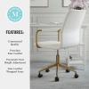 imageMartha Stewart Taytum Swivel Task Chair with Armrests for Home Office in White Faux Leather with Polished Brass FrameWhite Faux LeatherPolished Brass