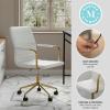 imageMartha Stewart Taytum Swivel Task Chair with Armrests for Home Office in White Faux Leather with Polished Brass FrameWhite Faux LeatherPolished Brass