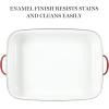 imageMartha Stewart Thayer 16quot Enamel On Steel Roaster Pan wStainless Steel Rack  Martha BlueRed