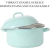 imageMartha Stewart Thayer 64Quart Enamel On Steel Scratch Resistant Dutch Oven wLid  Martha Blue Induction Safe64Quart Dutch Oven