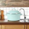 imageMartha Stewart Thayer 64Quart Enamel On Steel Scratch Resistant Dutch Oven wLid  Martha Blue Induction Safe64Quart Dutch Oven